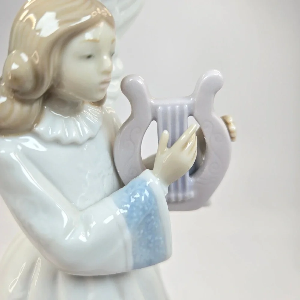 Vintage MINT Lladro Heavenly Harpest 5830 Angel‎ with Lyre Figurine Tree Topper